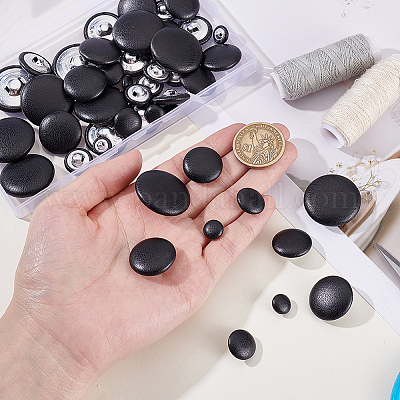 50 шт. 5 стиля 1-дырочные пуговицы из искусственной кожи с алюминием BUTT-GA0001-35-1