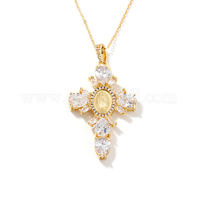 Латунные подвески с изображением креста Девы Марии из кубического циркония FU1040-3-1