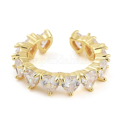 Покрытие стойки латунное микропаве кольцо на палец с кубическим цирконием RJEW-C080-01B-G-1