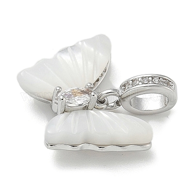 Европейские подвески-шармы с бабочкой из белой ракушки и латуни KK-M308-13P-1