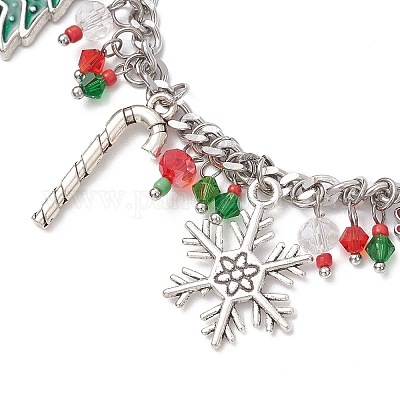 Рождественская серия сплав эмалированные браслеты с подвесками BJEW-TA00662-1
