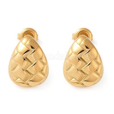 Серьги-гвоздики из нержавеющей стали 304 с текстурой EJEW-G423-28A-G-1