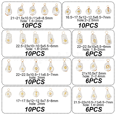 16 комплект из 8 стилей подвесок из АБС-пластика с имитацией жемчуга PALLOY-GA0004-13-1