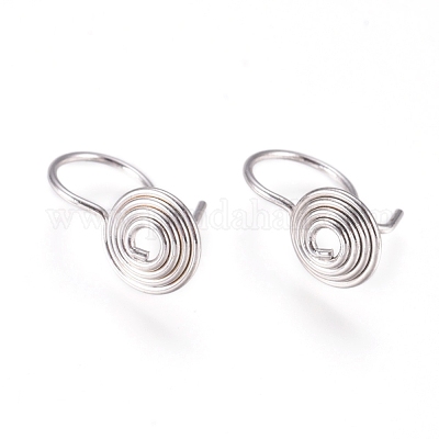 Ear hook, hypoallergenic metal, with spiral, ball and eye, dark