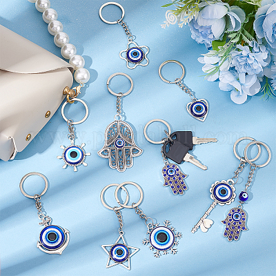 10 шт. 10 стиля турецкий синий брелок из смолы с подвеской от сглаза KEYC-NB0001-66-1