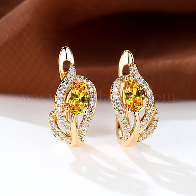 Латунные микро проложить серьги обруча кубического циркония WG4C638-07-1