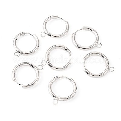 201 фурнитура для сережек-колец Huggie Hoop из нержавеющей стали STAS-P283-01F-S-1