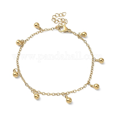 Ионное покрытие (ip) 304 нержавеющая сталь круглые шармы браслеты для женщин BJEW-D023-04G-1