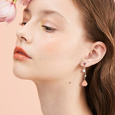 4 пара серег-гвоздиков в виде лепестков из смолы и цветка сакуры в двух стилях EJEW-FI0003-15-1