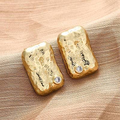 Прямоугольные серьги-гвоздики из латуни с микропаве и цирконием EJEW-R025-21G-1