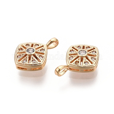 Ромбовидные латунные подвески из прозрачного кубического циркония с микропаве KK-G436-16G-1