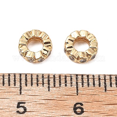 Латунные микро проложить кубического циркония бусы KK-A259-04G-1