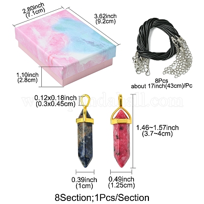 Наборы для самостоятельного изготовления ожерелий из натуральных драгоценных камней и вощеного шнура DIY-FS0008-04A-1