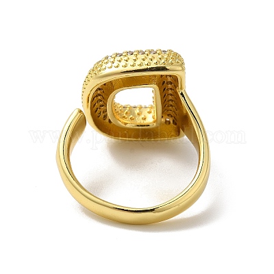 Открытое кольцо-манжета из латуни с надписью микро паве для женщин с прозрачным кубическим цирконием RJEW-N046-03D-G-1