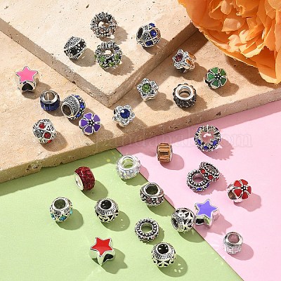 30 шт. 10 стиля сплава европейских бусин MPDL-YW0001-03-1