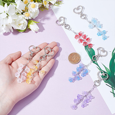 12шт 6 цвета ландыш стеклянный кулон украшение HJEW-NB00236-1