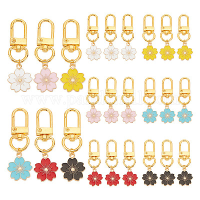 24шт 6 цвета сплава эмали кулон украшения HJEW-GO00008-1