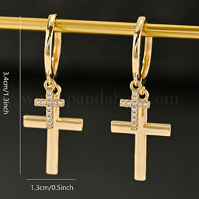 Серьги-кольца из латуни с прозрачным кубическим цирконием YT3071-1