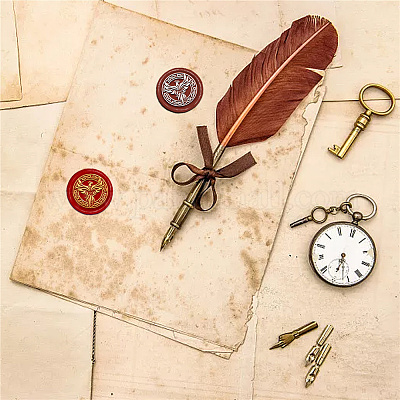 Латунная восковая печать штамп с ручкой AJEW-WH0184-0931-1