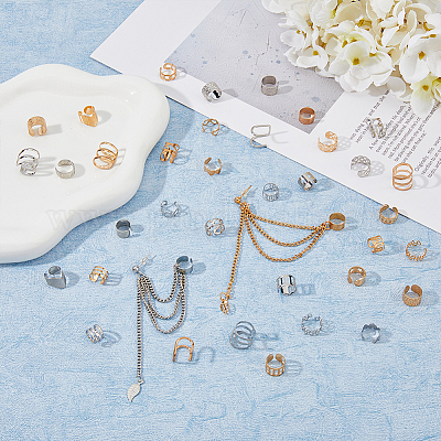 2 комплект из 2-х цветных серег-манжет из сплава EJEW-FI0001-57-1