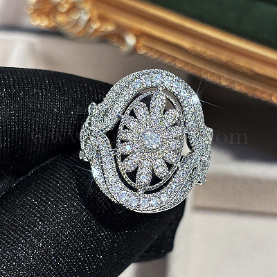 Женские кольца на палец из латуни с микропаве и кубическим цирконием FS-WGE2DD0-04-1