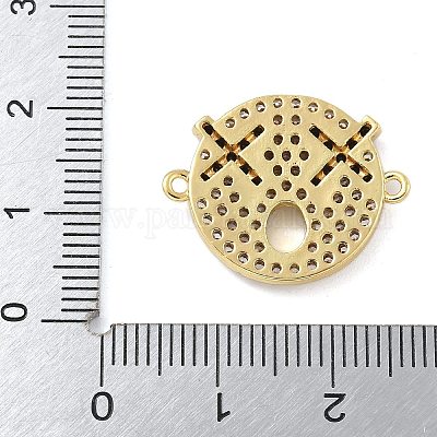 Покрытие стойки латунь микро-паве прозрачный кубический цирконий плоские круглые подвески-соединители KK-A234-040G-03-1