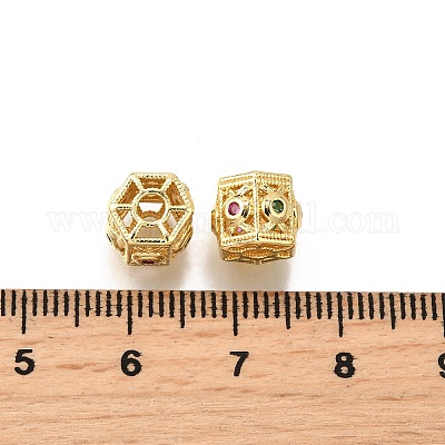 Латунные микро проложить кубического циркония бусы KK-C106-22G-1