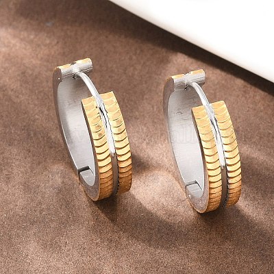 Двухцветные серьги-кольца из нержавеющей стали 304 EJEW-L307-02GP-1