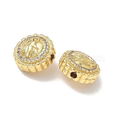 Латунные микро проложить кубического циркония бусы KK-Q068-44G-1