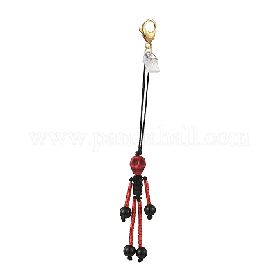 Подвеска в виде скелета на тему Хэллоуина из стеклянных семян HJEW-MZ00284-1