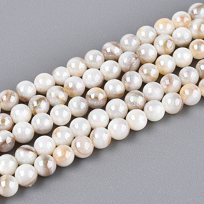 Нити бусин из натуральных пресноводных раковин цвета ab BSHE-T014-40D-1
