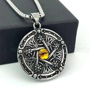 Европейские ожерелья из нержавеющей стали с подвеской в виде желтой звезды от сглаза для мужчин YW2402-1