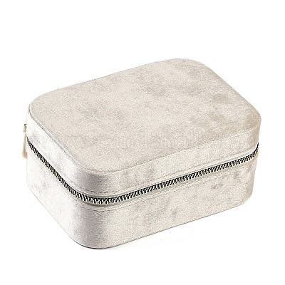 Итальянские бархатные двухслойные коробки для хранения ювелирных изделий на молнии с зеркалом внутри CON-G023-09A-1