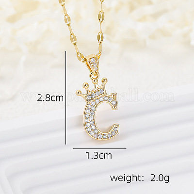 Латунные микропаве прозрачные кубические цирконии корона инициал кулон ожерелья FS-WGD727C-03-1