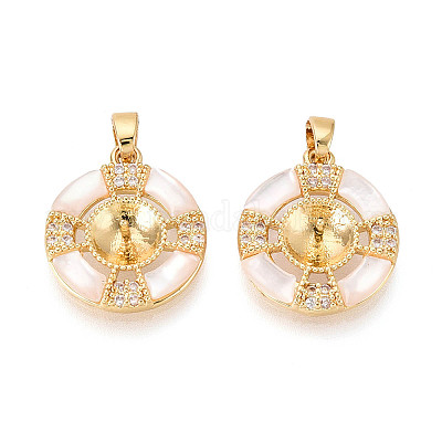 Латунный микро-паве кубический кубик циркония жемчужина KK-T079-05G-1