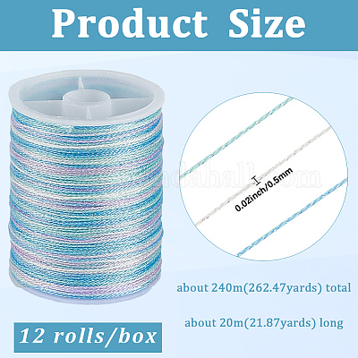 12 рулон 12 цвета полиэфирного шнура OCOR-CY0002-43A-1