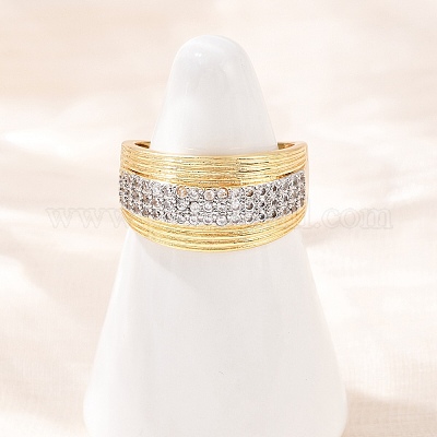 Латунные кольца из манжеты с прозрачным цирконием RJEW-C140-15G-1