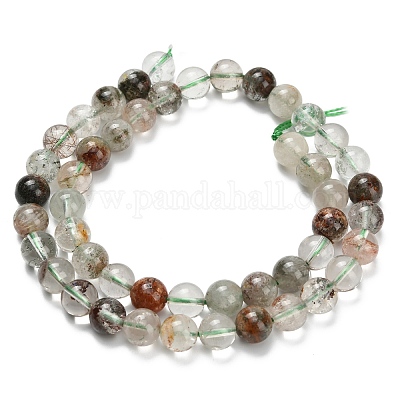 Натуральный зеленый lodolite кварц бисер пряди G-L642-B06-8mm-1