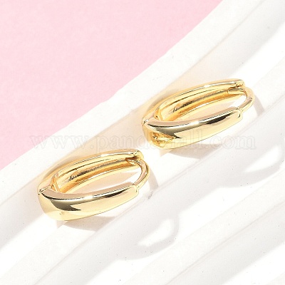 Овальные серьги-кольца из латуни EJEW-Z102-33G-1