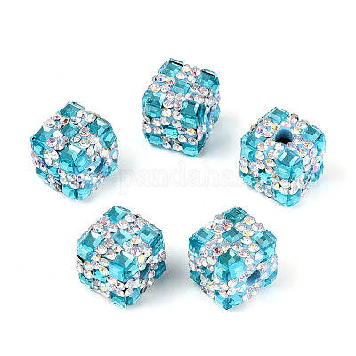 Бусины из полимерной глины со стразами и квадратным акрилом CLAY-T022-03G-1