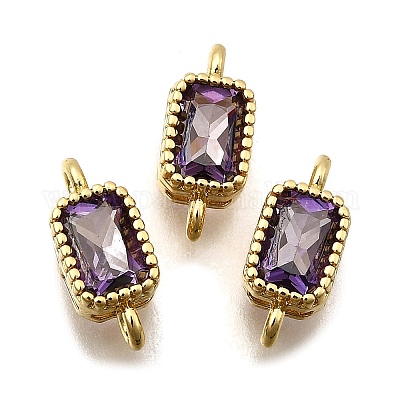 Настоящие 18k позолоченные латунные соединители с микропаве с кубическим цирконием ZIRC-L100-009G-03-1