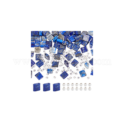 1 нить квадратных бусин из натурального лазурита G-NB0005-59-1