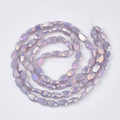 Гальванизировать непрозрачные сплошной цвет стеклянные бусы пряди EGLA-T020-02B-1