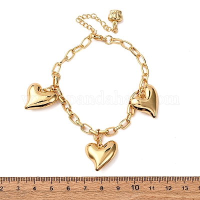 Браслеты с подвесками в виде сердечек из нержавеющей стали 304 BJEW-G758-02G-1