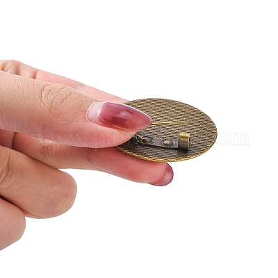 Плоские круглые тибетском стиле сеттинги брошь кабошон TIBE-S178-AB-NR-1