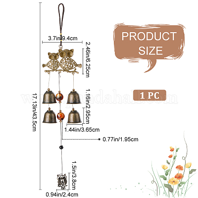 Колокольчики из сплава совы HJEW-WH0036-72-1