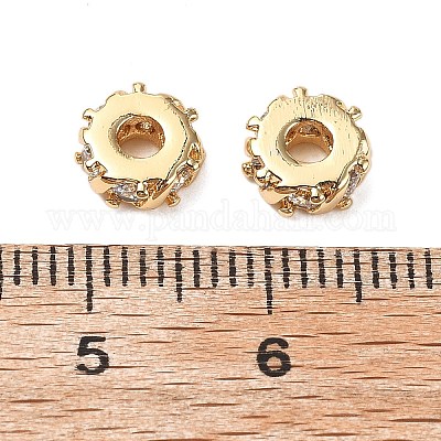 Латунные микро проложить кубического циркония бусы KK-A259-02G-1