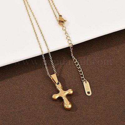 Женские религиозные кресты-подвески из нержавеющей стали 304 NJEW-G176-02G-1