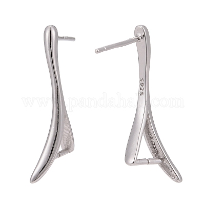 Фурнитура для сережек-гвоздиков из стерлингового серебра с родиевым покрытием STER-F048-36P-1