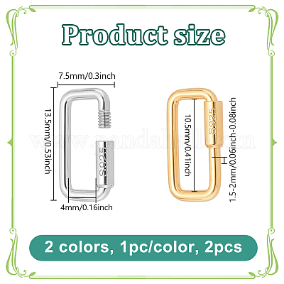 2 шт. 2 цвета 925 подвески-карабин с винтовым замком из стерлингового серебра STER-NB0001-21-1